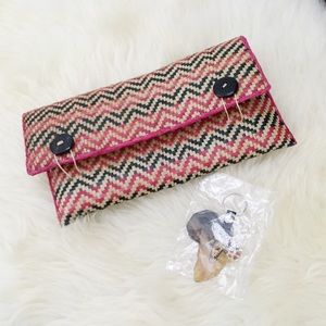 New Handmade BOHO Coastal Nature Woven Clutch + FREE Keychain